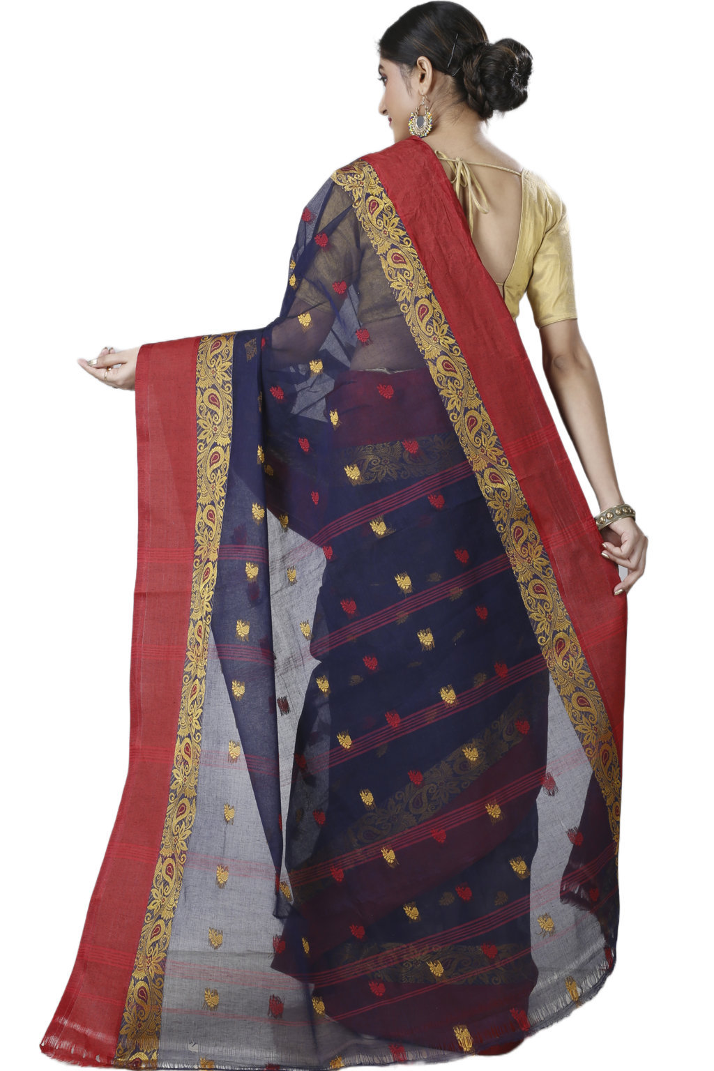 Blue Pure Cotton Srimati Tant Saree (1089)